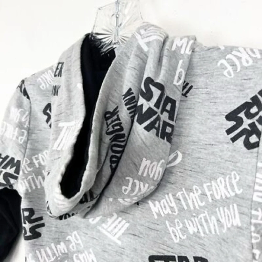 ✨ Star Wars Kids Gray & Black Baby Yoda Grogu Mandalorian Hooded Zipper Jacket 6